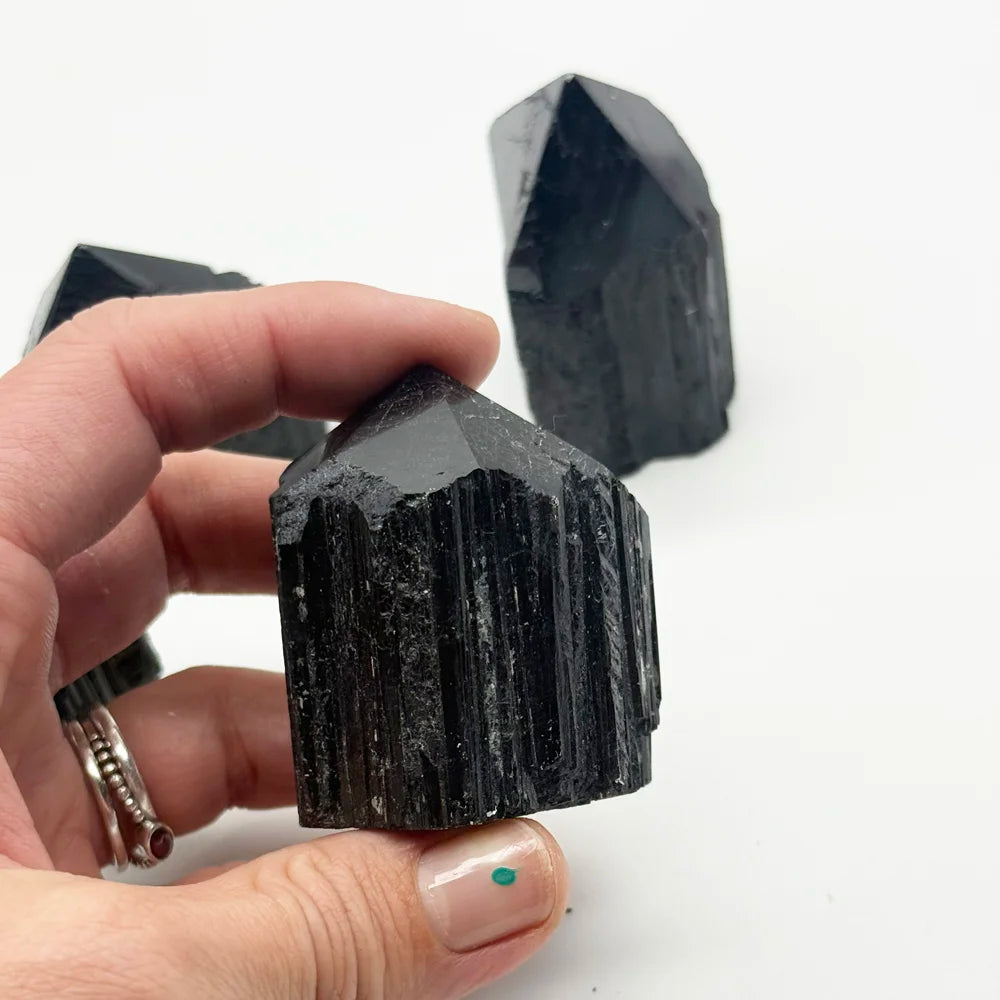 Black tourmaline points in piece