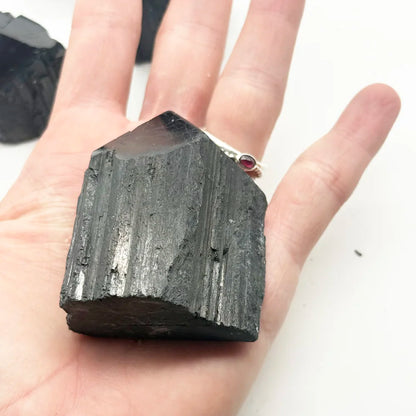 Black tourmaline points in piece
