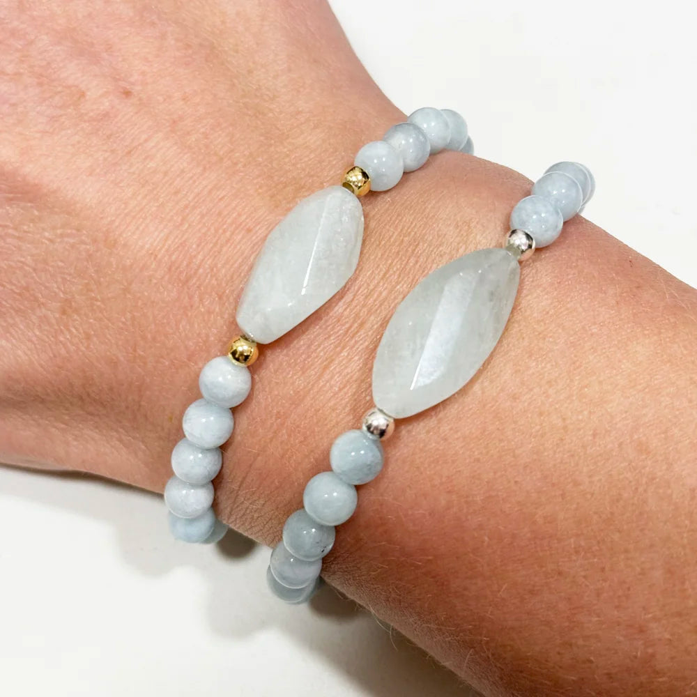 Pulsera Aguamarina tallada