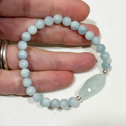 Pulsera Aguamarina tallada