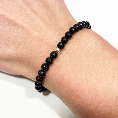 Pulsera de bolas de Turmalina Negra para Protección
