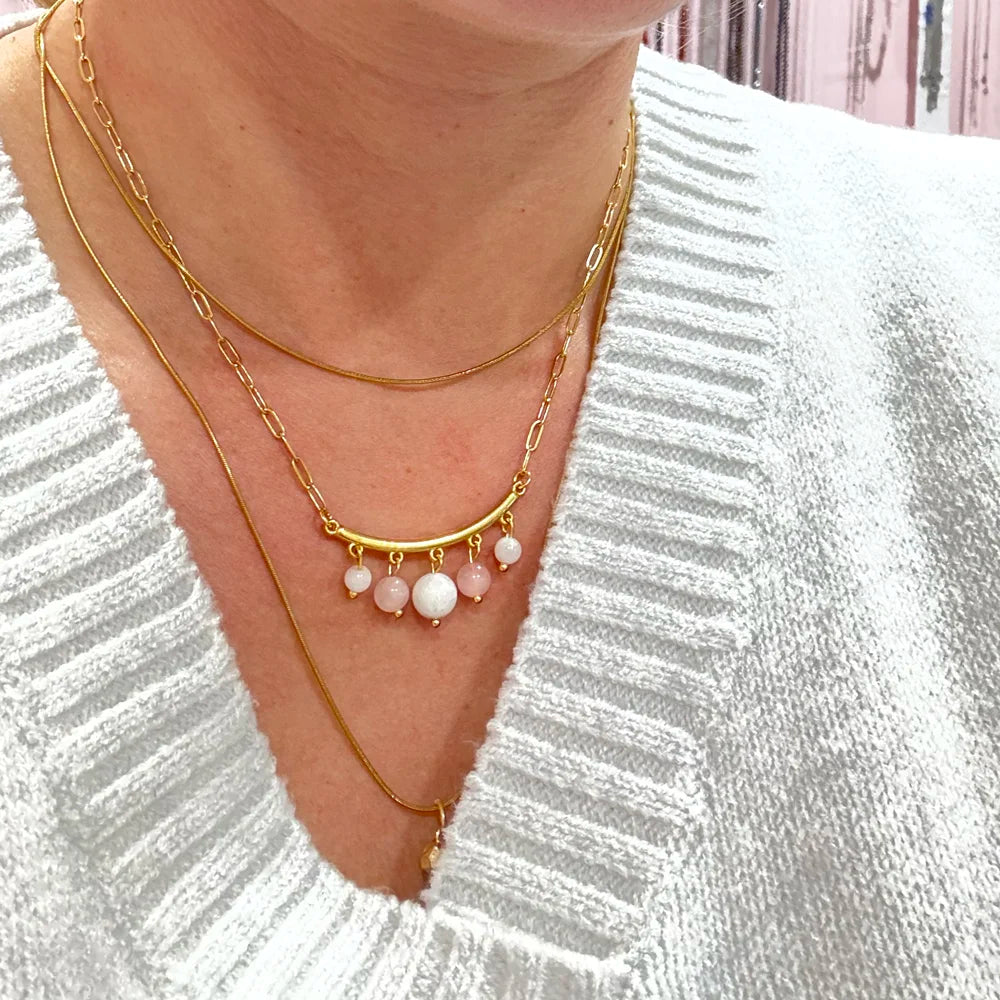 Collar Emociones con piedra luna y cuarzo rosa