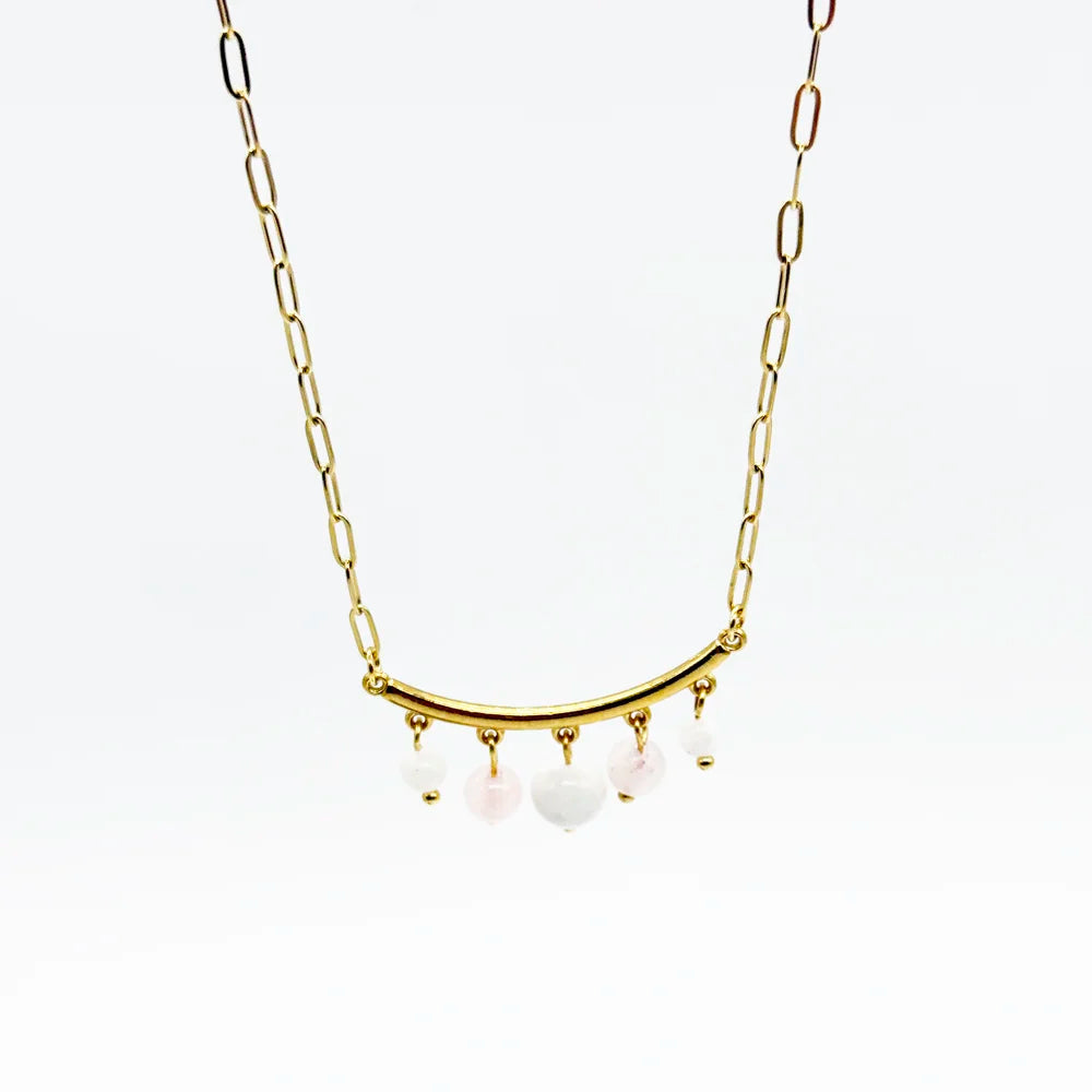 Collar Emociones con piedra luna y cuarzo rosa