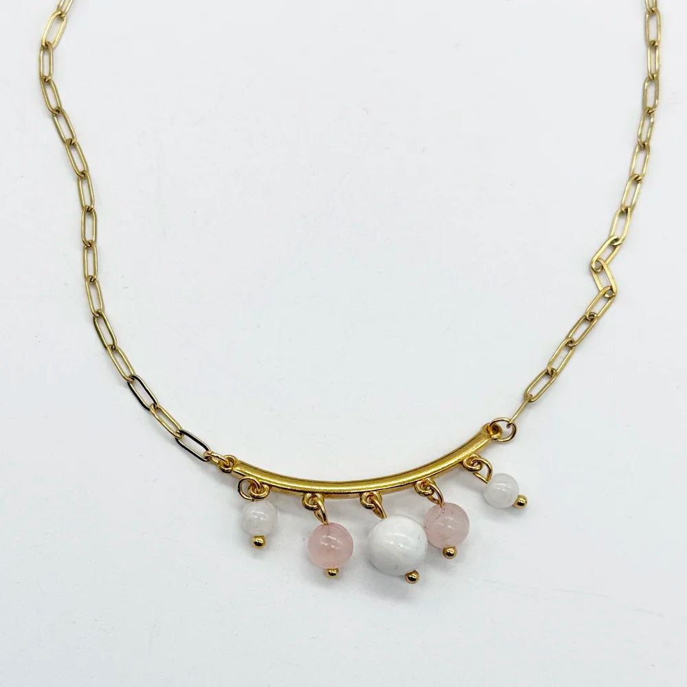 Collar Emociones con piedra luna y cuarzo rosa