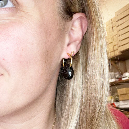 Pendientes Aro con Turmalina negra para protección