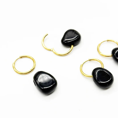 Pendientes Aro con Turmalina negra para protección