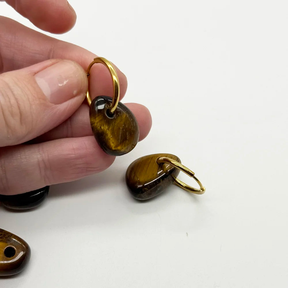 Pendientes Aro con Ojo de tigre para protección