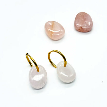 Pendientes Aro con Cuarzo Rosa