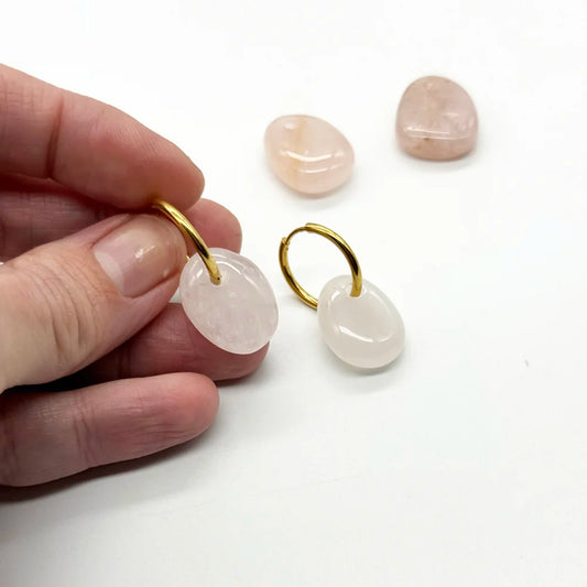 Pendientes Aro con Cuarzo Rosa