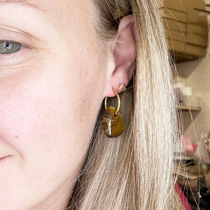 Pendientes Aro con Ojo de tigre para protección