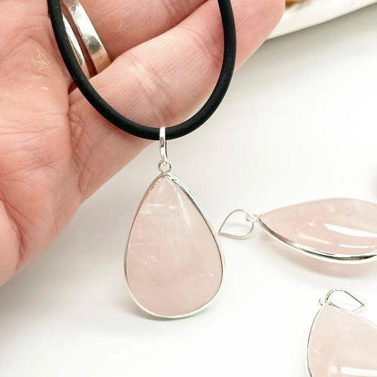 Rose Quartz Teardrop Pendant