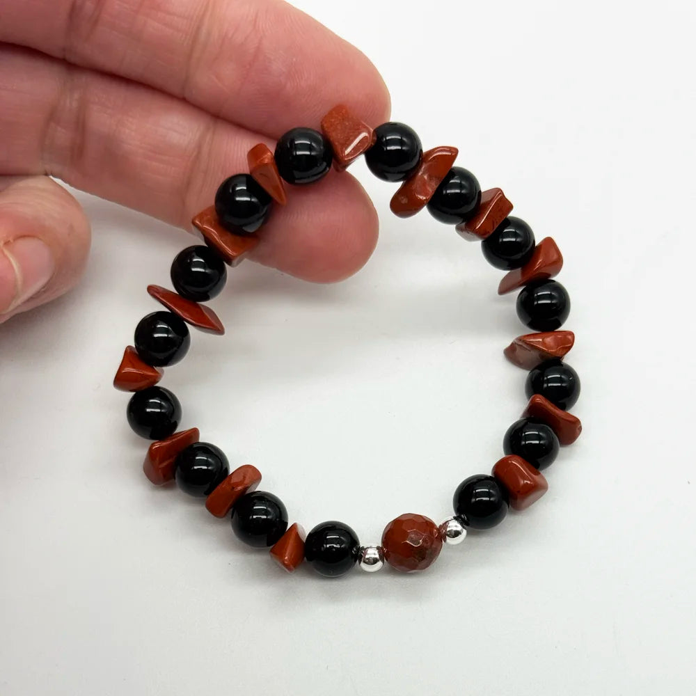 Pulsera Jaspe Rojo  y Ónix | Fuerza y Protección