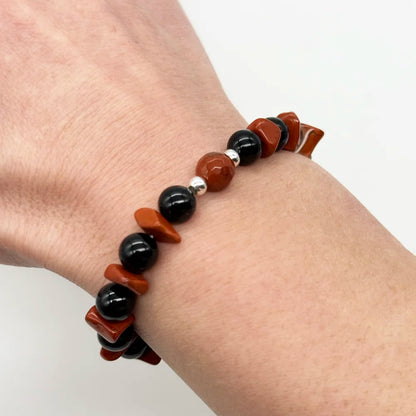 Pulsera Jaspe Rojo  y Ónix | Fuerza y Protección