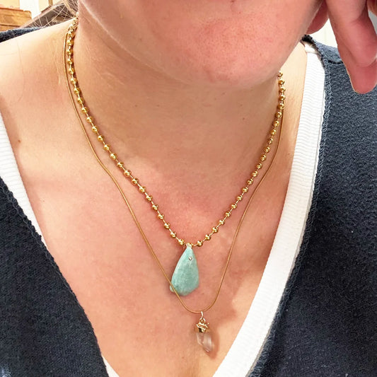 Collar Amazonita y Cuarzo Rosa | Ideal para Amor o Traumas