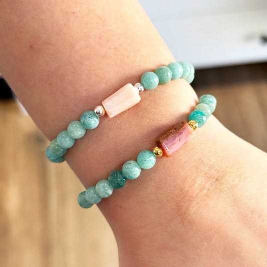 Pulsera Amazonita y Ópalo Rosa | Amor propio