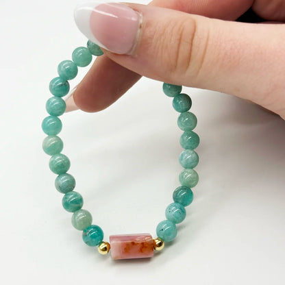 Pulsera Amazonita y Ópalo Rosa | Amor propio