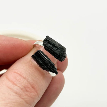 Silver ring with black tourmaline