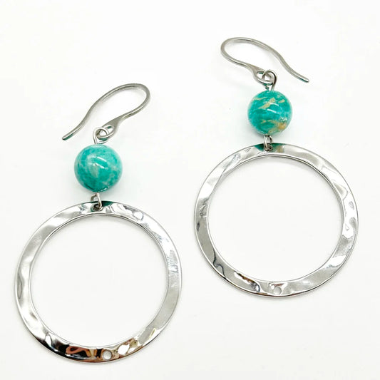 Long Hoop and Mineral Earrings