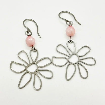 Long earrings with Flower and Mineral