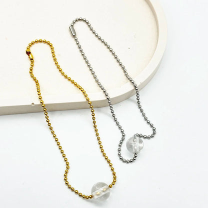 Ball chain anklet with Mineral
