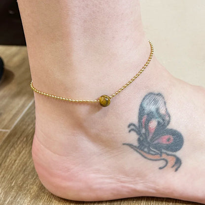 Ball chain anklet with Mineral