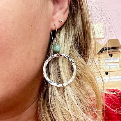 Long Hoop and Mineral Earrings