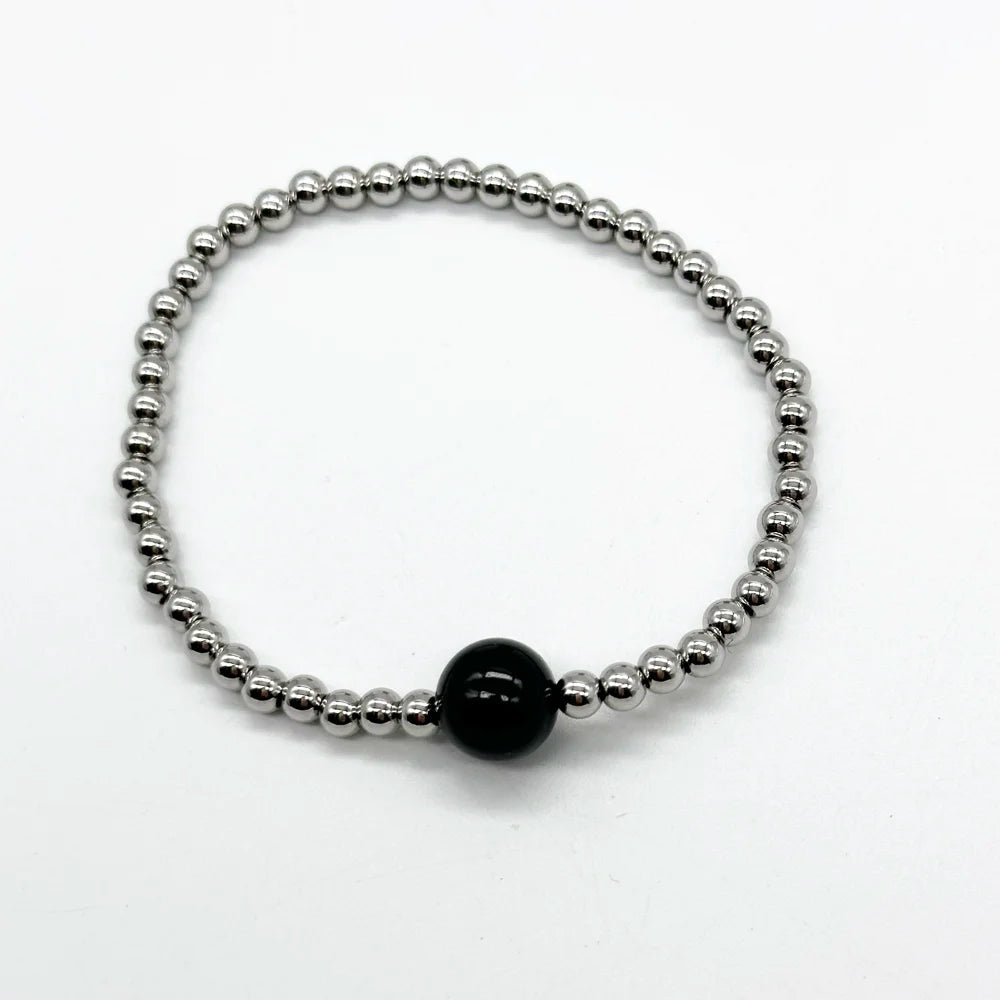 Pulsera de protección con bolitas y Turmalina Negra