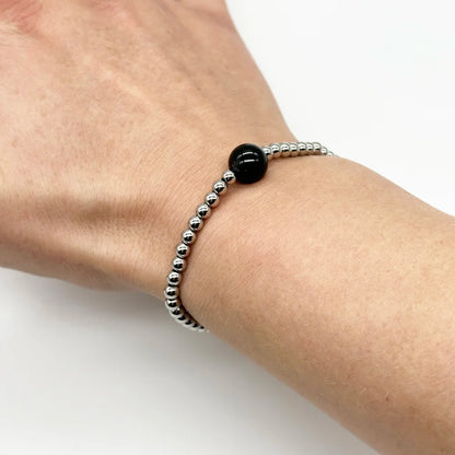 Pulsera de protección con bolitas y Turmalina Negra