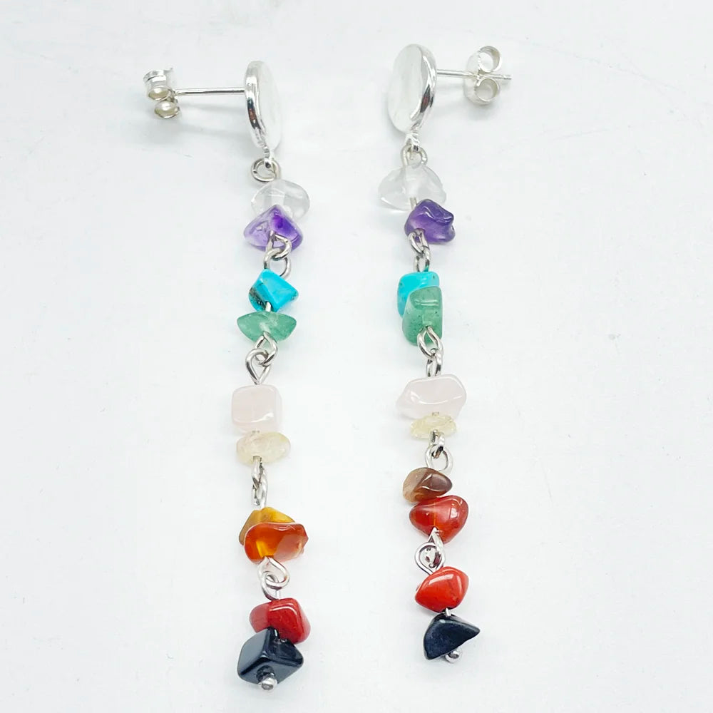 Pendientes largos de los Chakras · Piedras de Equilibrio