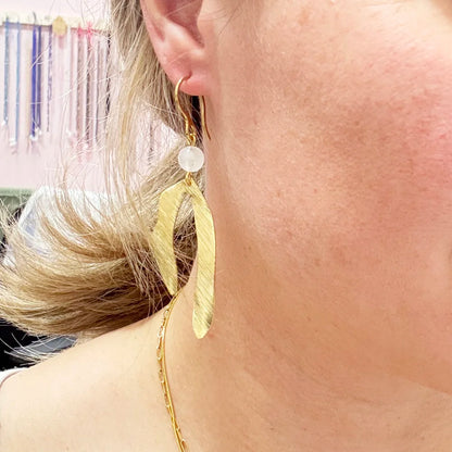 Pendientes dorados XL con Mineral