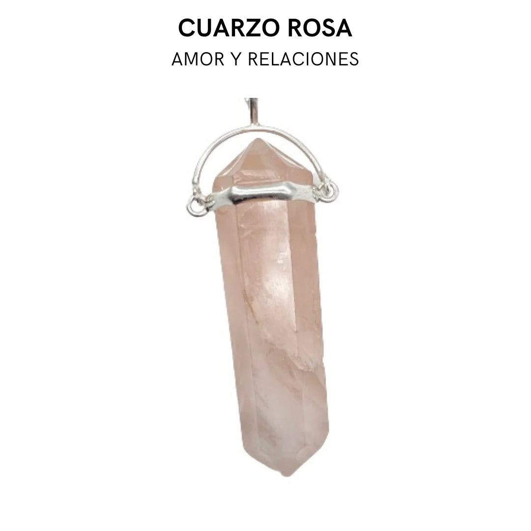 Colgante Punta de Cuarzo Rosa