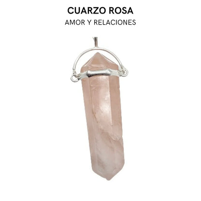 Colgante Punta de Cuarzo Rosa