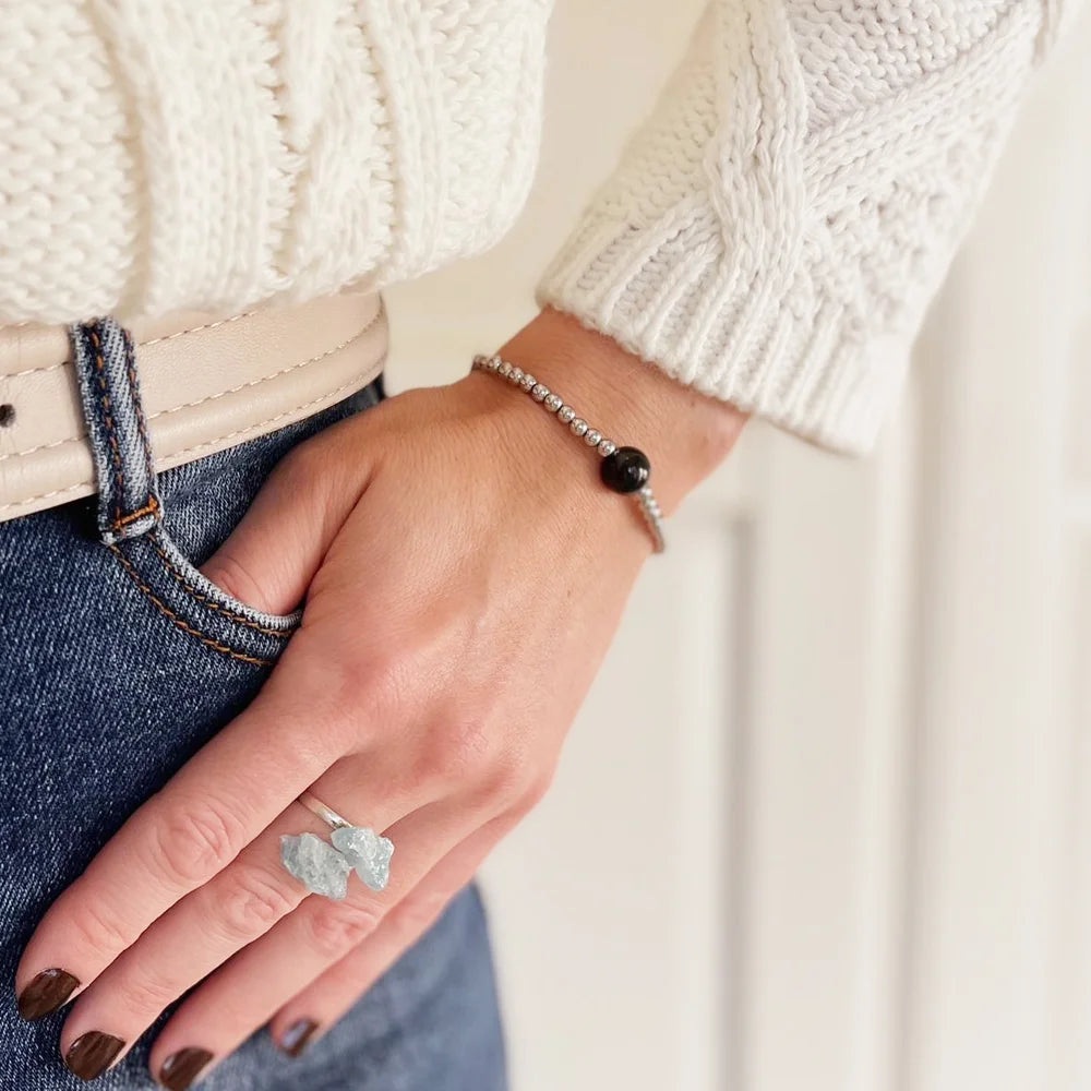 Silver ring with Aquamarine 