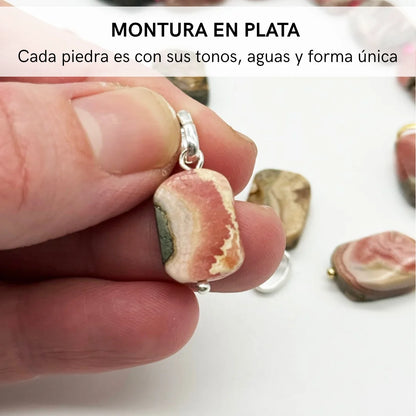 Colgante de Rodocrosita Natural · Plata 925 / Baño de Oro ✨