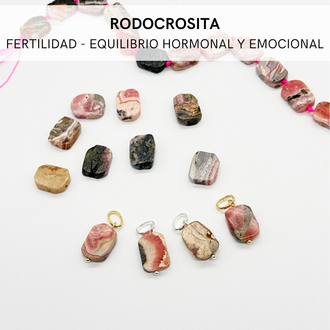 Colgante de Rodocrosita Natural · Plata 925 / Baño de Oro ✨