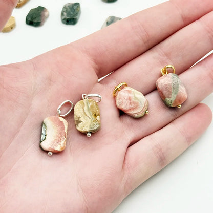 Colgante de Rodocrosita Natural · Plata 925 / Baño de Oro ✨