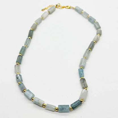 Collar de Aguamarina Natural · Plata Bañada en Oro