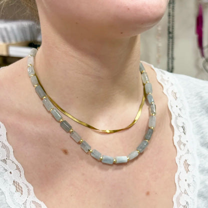 Collar de Aguamarina Natural · Plata Bañada en Oro