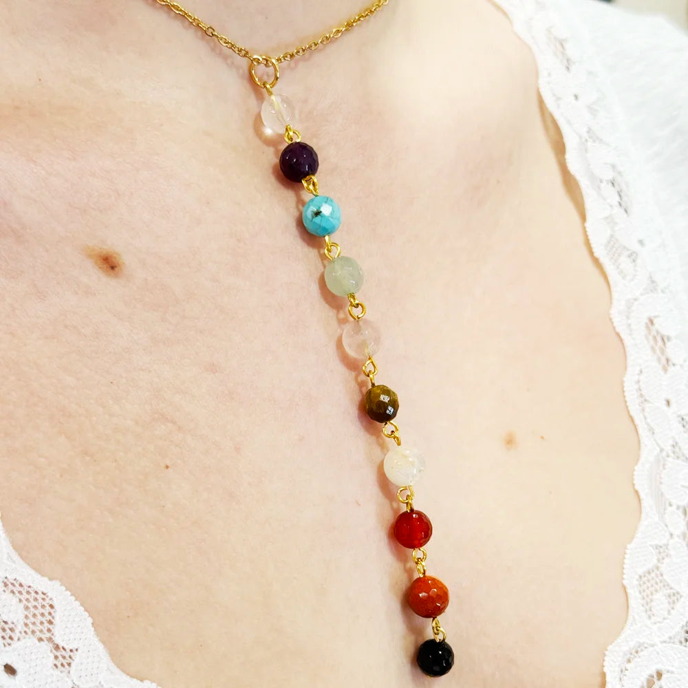 Collar de los Chakras con Minerales naturales en bola