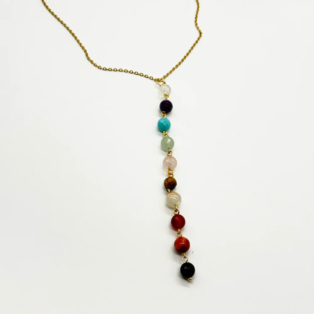 Collar de los Chakras con Minerales naturales en bola