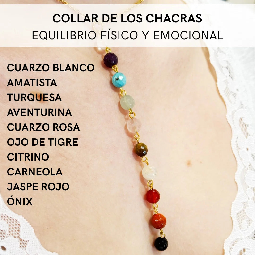 Collar de los Chakras con Minerales naturales en bola