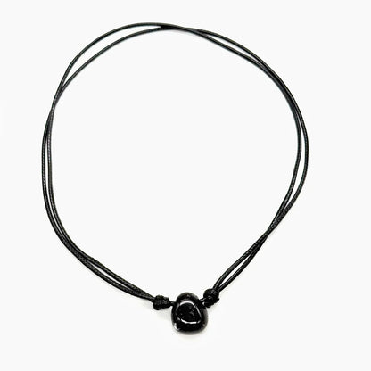 Collar de Turmalina Negra en Cordón · Protección | Unisex
