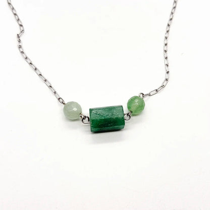 Collar Aventurina Verde acabado plata