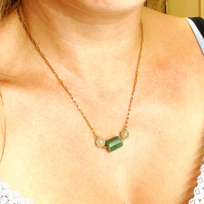 Collar Aventurina Verde acabado oro