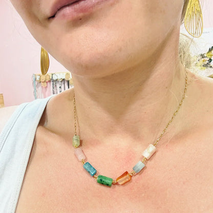 Collar Equilibrio Interior – Collar de Piedras Naturales en Acero 316 Baño Oro