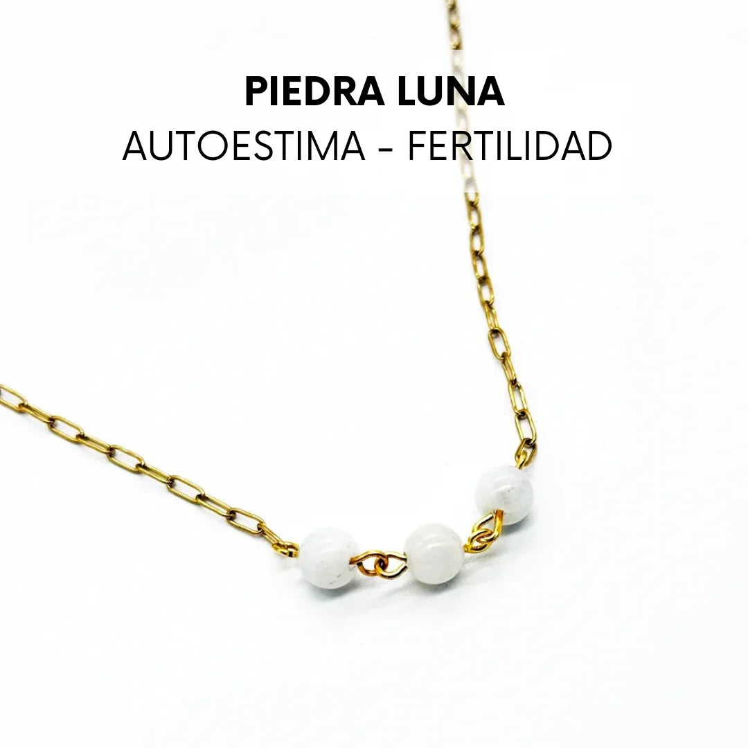 Collar de 3 Piedra Luna | Fertilidad y Autoestima