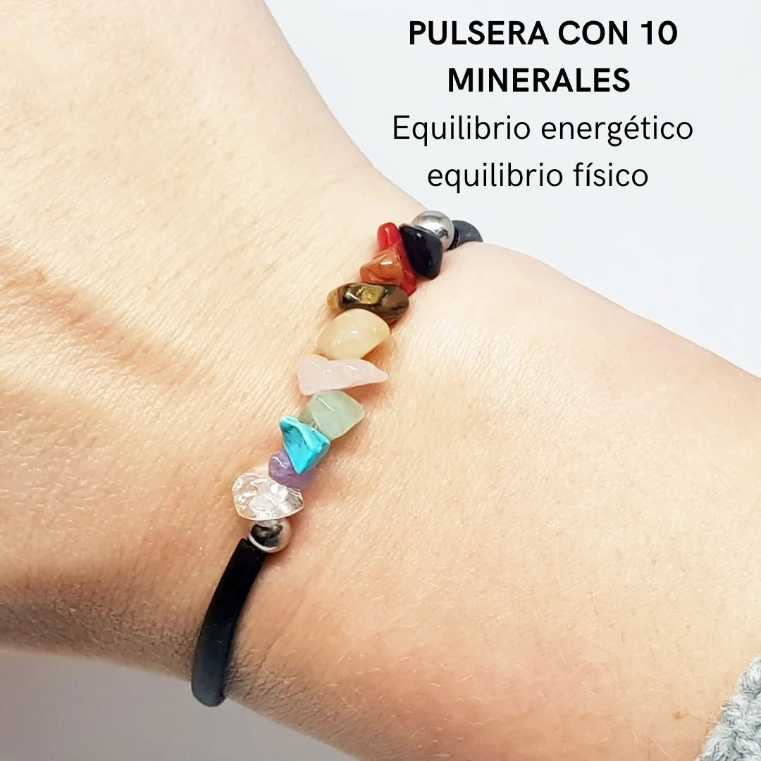 pulsera d elos chacras con 10 minerales naturales | equilibrio energético