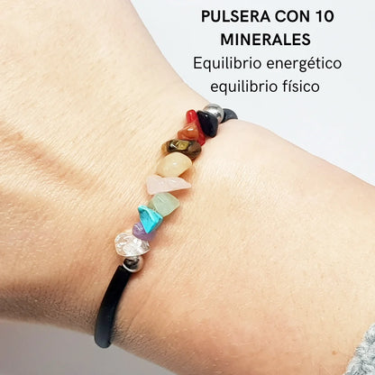 pulsera d elos chacras con 10 minerales naturales | equilibrio energético