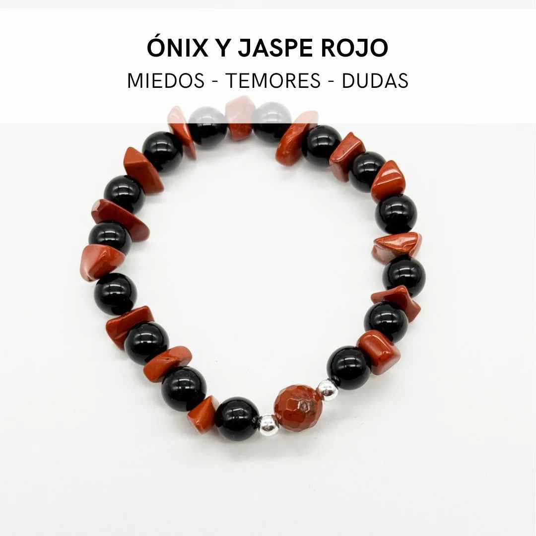 Pulsera Jaspe Rojo  y Ónix | Fuerza y Protección