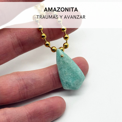 Collar Amazonita y Cuarzo Rosa | Ideal para Amor o Traumas